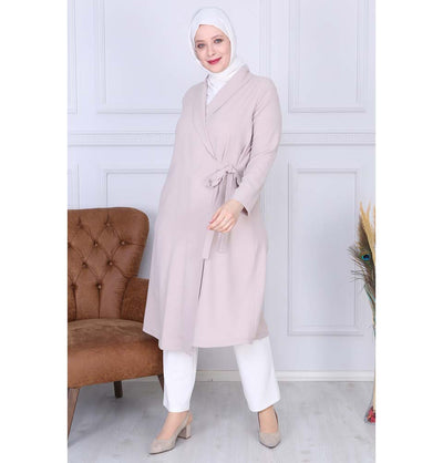 Modefa Tunic Modest Plus Size Wrap Tunic 9422 Beige