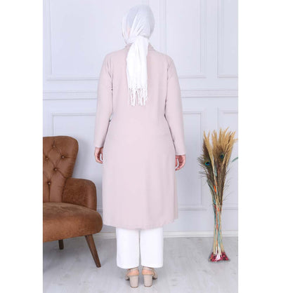 Modefa Tunic Modest Plus Size Wrap Tunic 9422 Beige