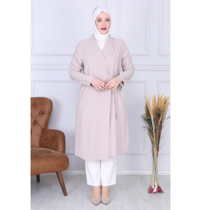 Modefa Tunic Modest Plus Size Wrap Tunic 9422 Beige
