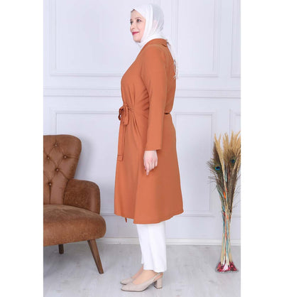 Modefa Tunic Modest Plus Size Wrap Tunic 9422 Burnt Orange