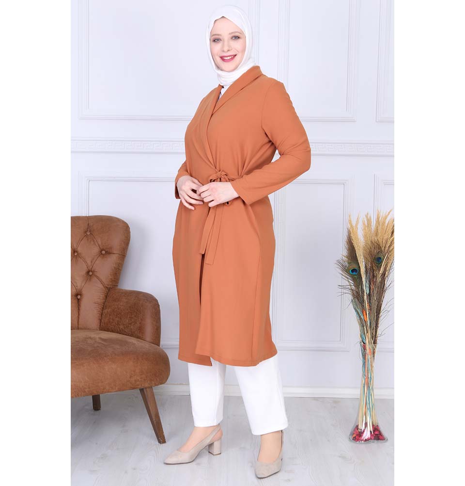 Modefa Tunic Modest Plus Size Wrap Tunic 9422 Burnt Orange