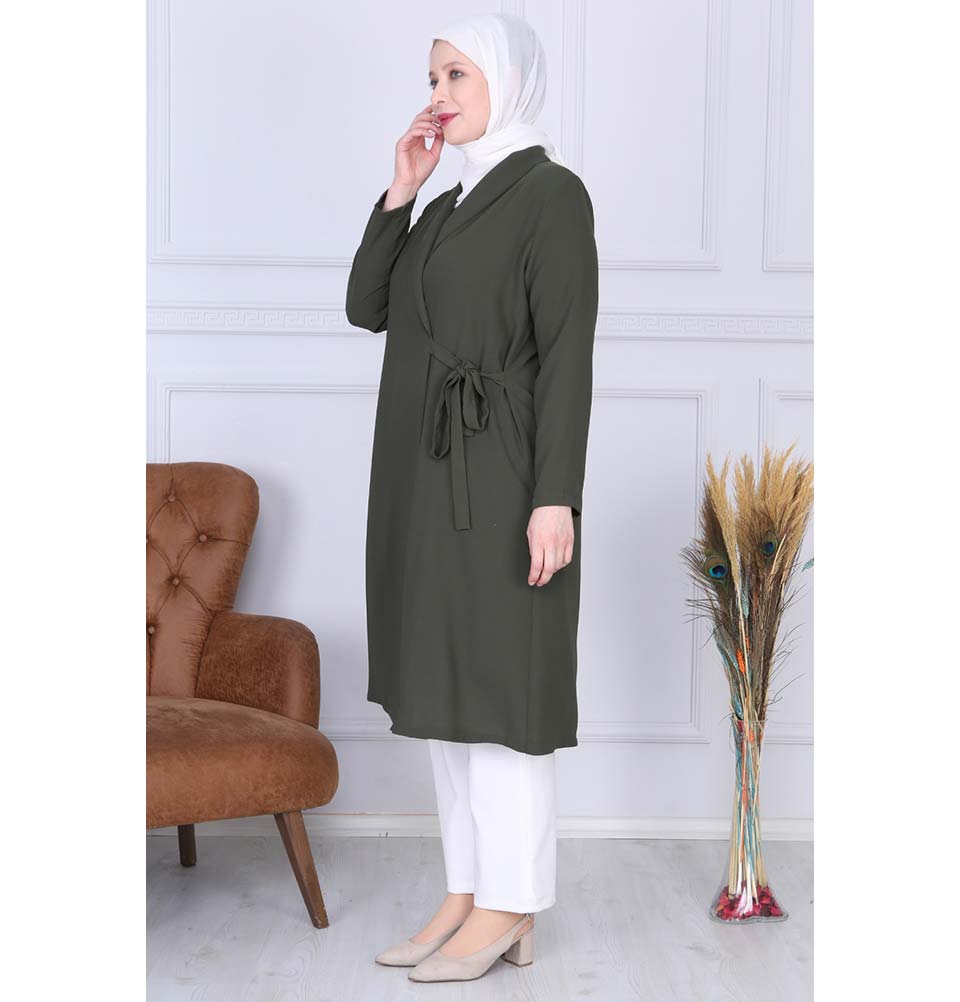Modest Plus Size Wrap Tunic 9422 Forest Green