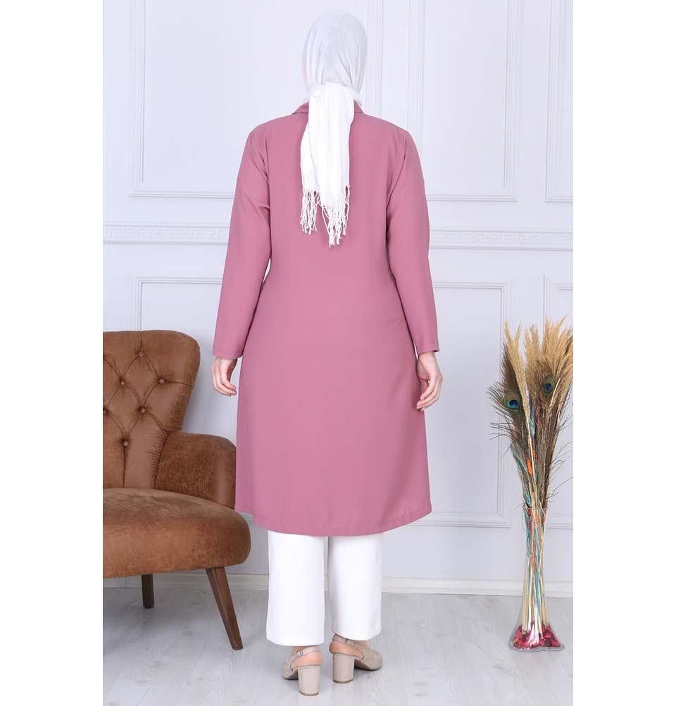 Modest Plus Size Wrap Tunic 9422 Pink