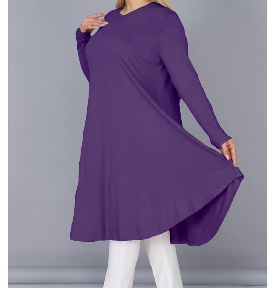 Modefa Tunic Purple Modest Plus Size Jersey Tunic - Purple