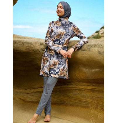 Modefa Two Piece Full Coverage Modest Swimsuit - Gray