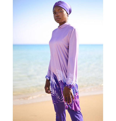 Modefa Two Piece Full Coverage Modest Swimsuit - Purple