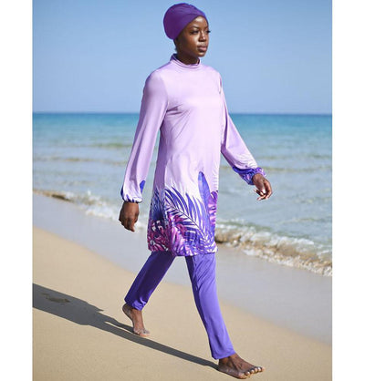 Modefa Two Piece Full Coverage Modest Swimsuit - Purple