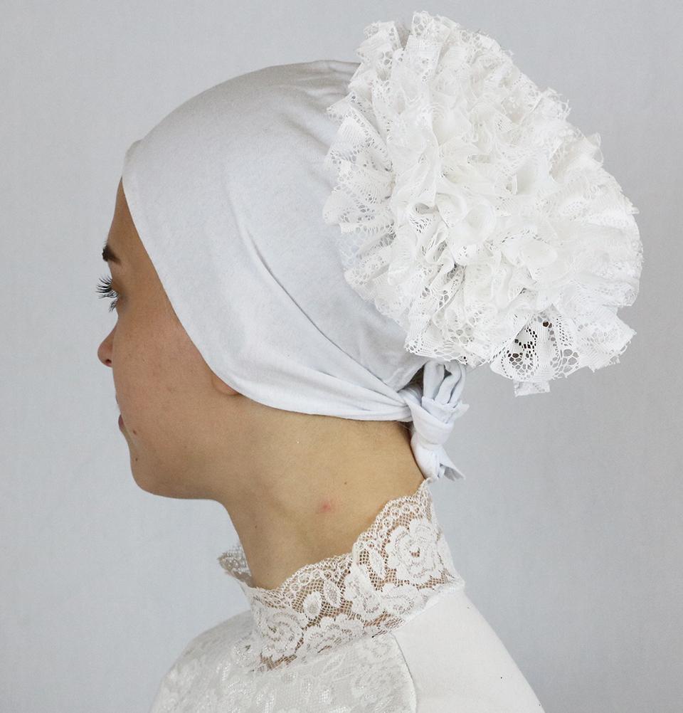 Modefa Underscarf White Modefa Non-Slip Cotton Bonnet Volumizing - White