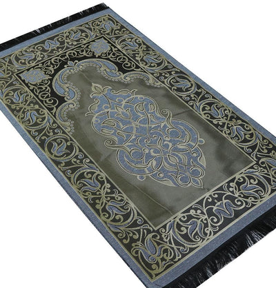 Modefa USA LLC Prayer Rug Taffeta Floral Islamic Prayer Mat - Blue - Modefa 