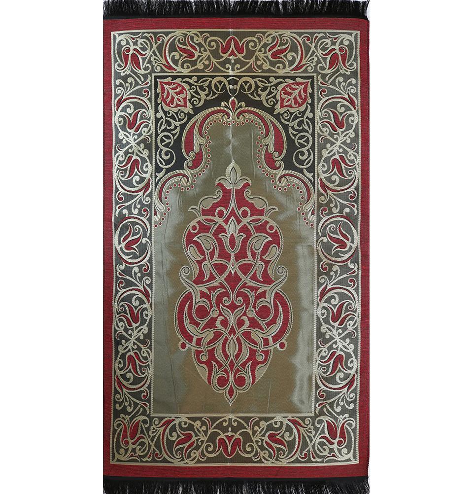 Modefa USA LLC Prayer Rug Taffeta Floral Islamic Prayer Mat - Red - Modefa 