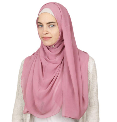 Textured Micro Chiffon Hijab Shawl Pink