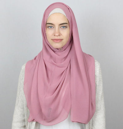 Textured Micro Chiffon Hijab Shawl Pink