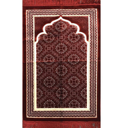 Modefa USA Prayer Rug Lux Plush Regal Islamic Prayer Rug Red - Modefa 