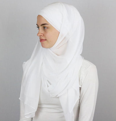 Practical Instant Chiffon Hijab Shawl CPS0062 White