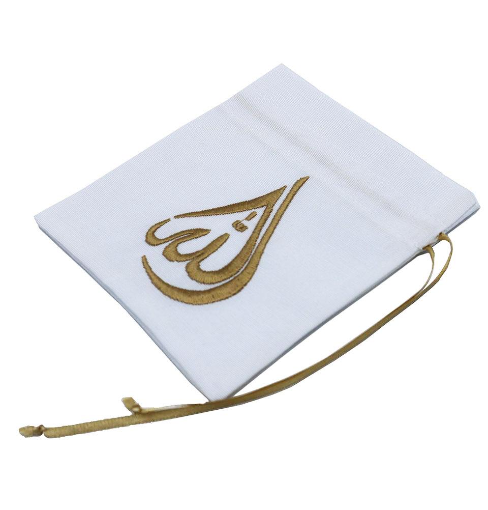 Small Gift Pouch Embroidered with Allah - White