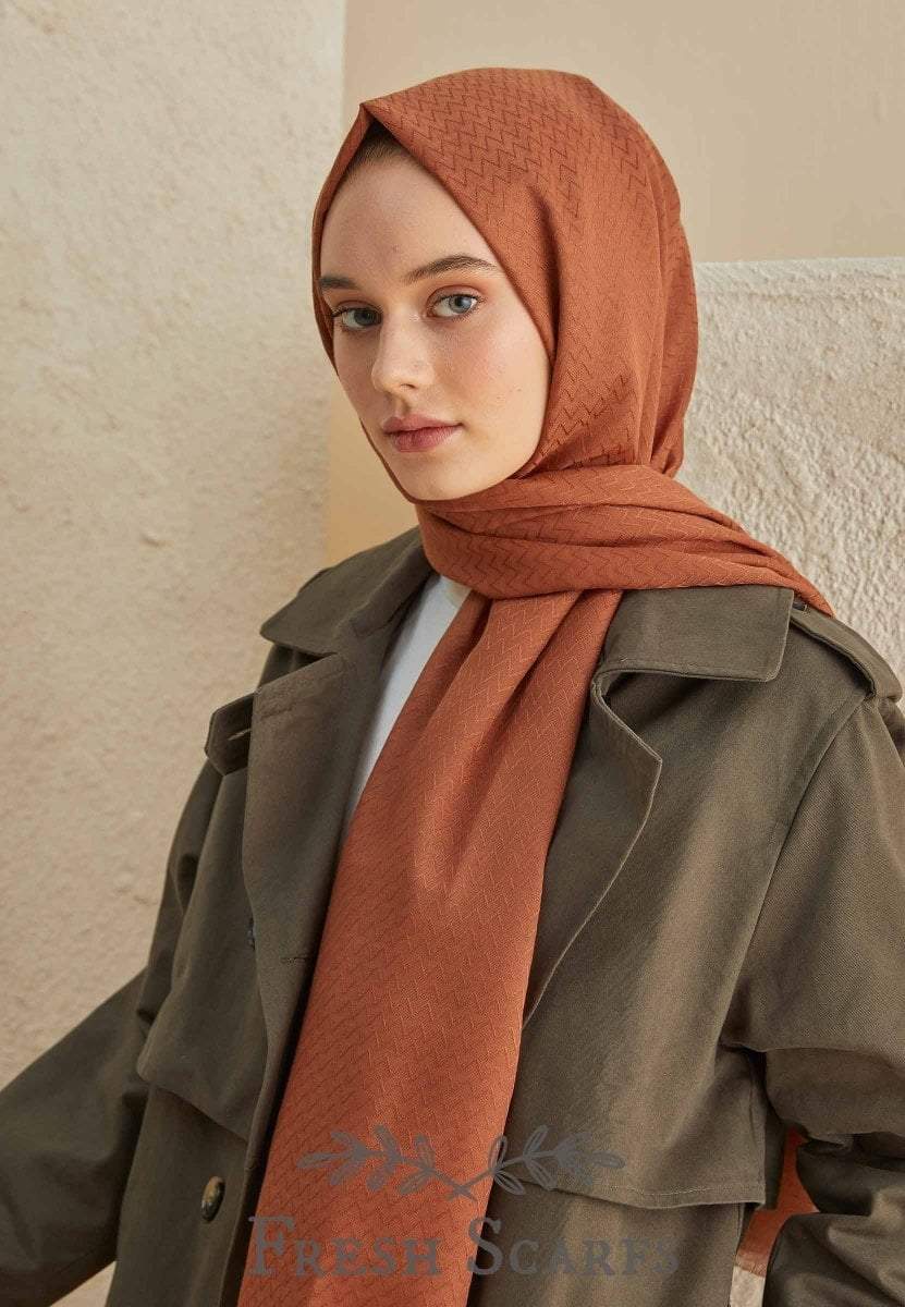 Modefa ZigZag Patterned Shawl - Burnt Orange