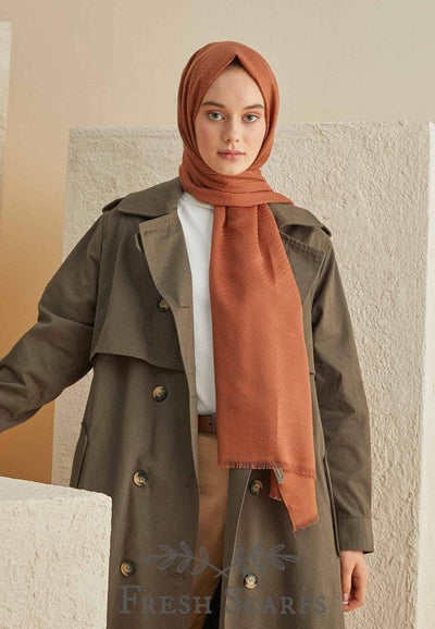 Modefa ZigZag Patterned Shawl - Burnt Orange