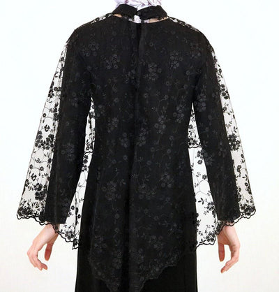 Puane Dress Puane Formal Dress with Lace Cape 4786 Black - Modefa 