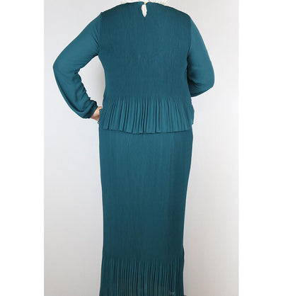 Puane Modest Plus Size Dress 9002 Teal