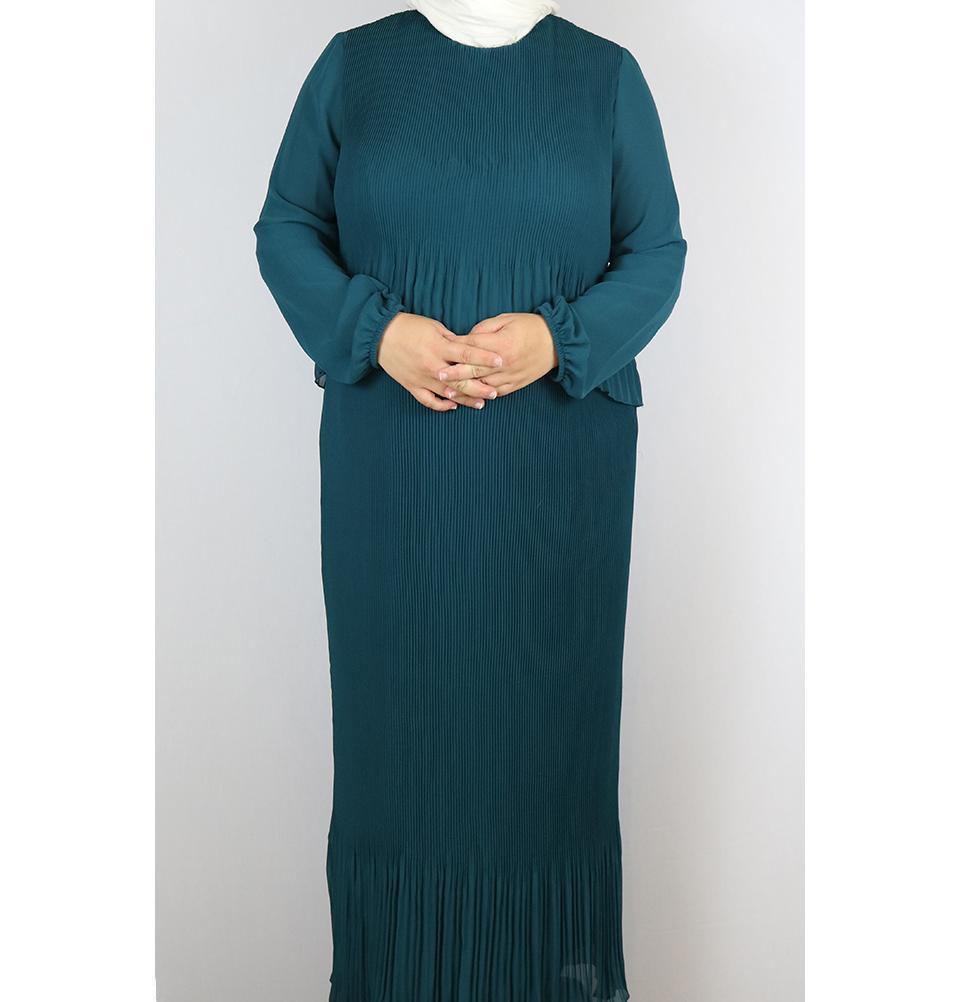 Puane Modest Plus Size Dress 9002 Teal