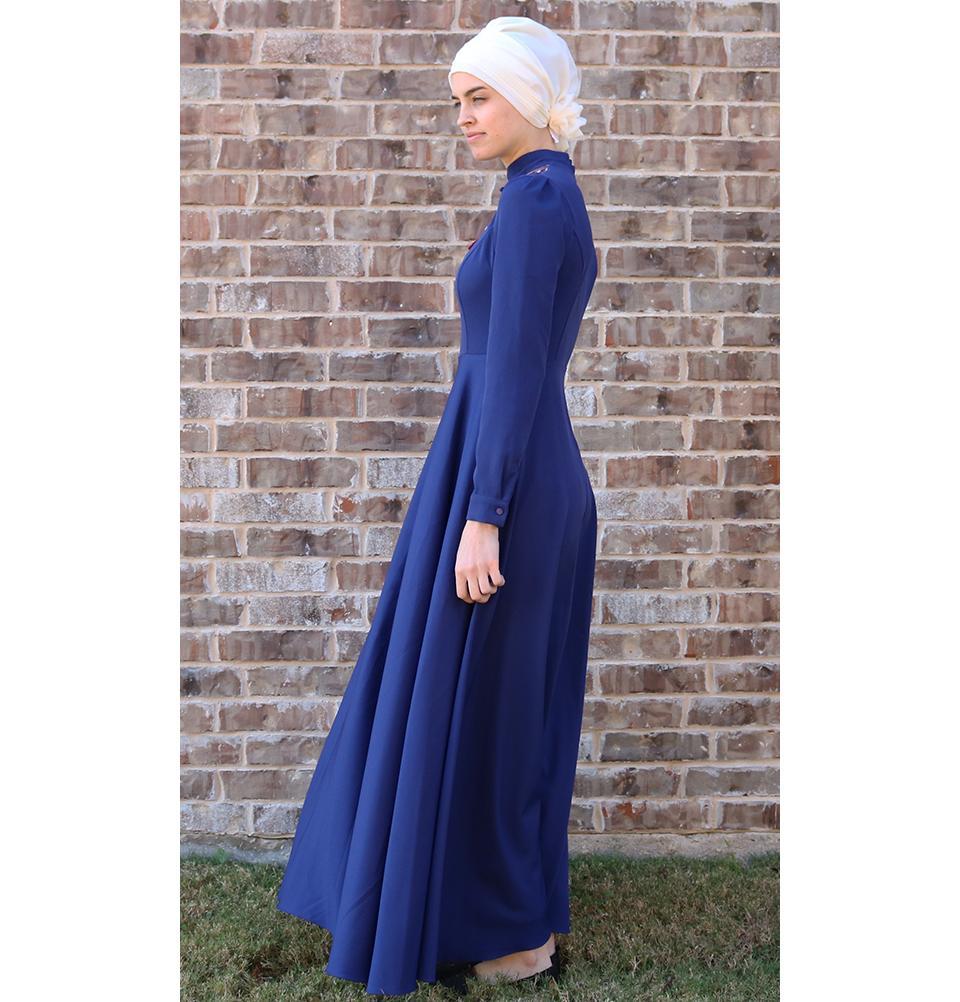 blue tassel dress Puane Modest Tassel Dress 8279 Blue