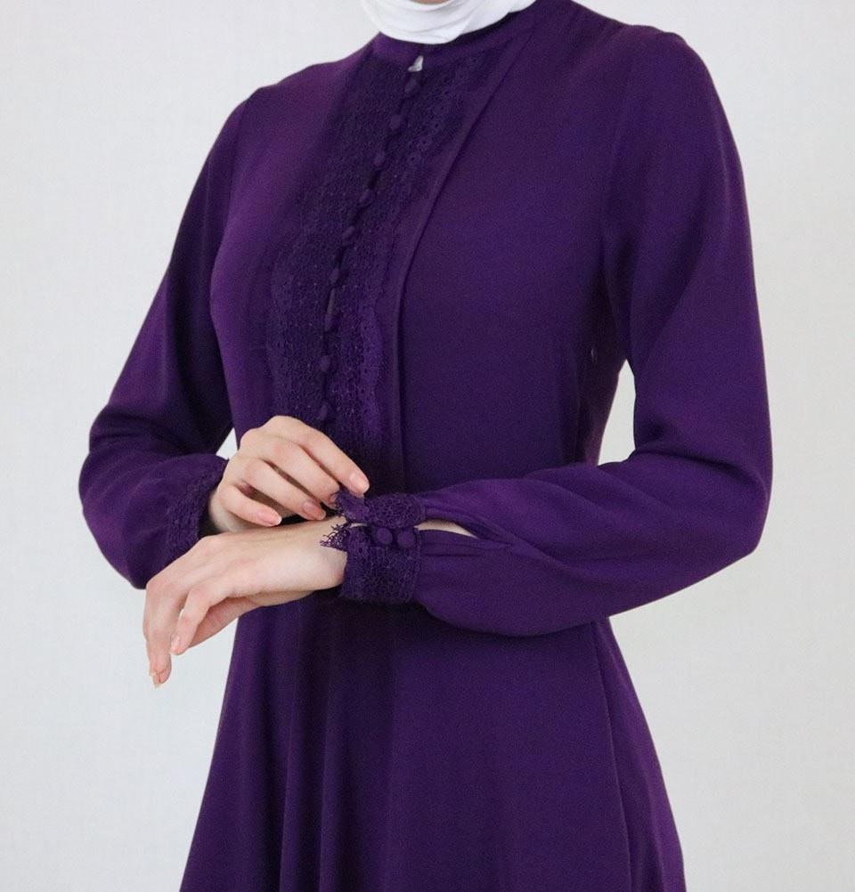 Puane Dress Puane Formal Dress with Lace 4808 Purple - Modefa 