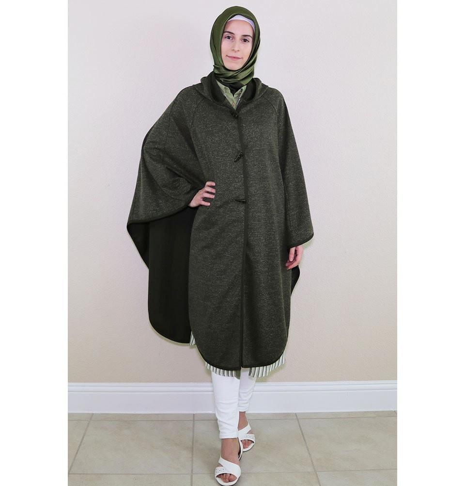 Puane Islamic Women's Turkish Hooded Poncho 9022 Green