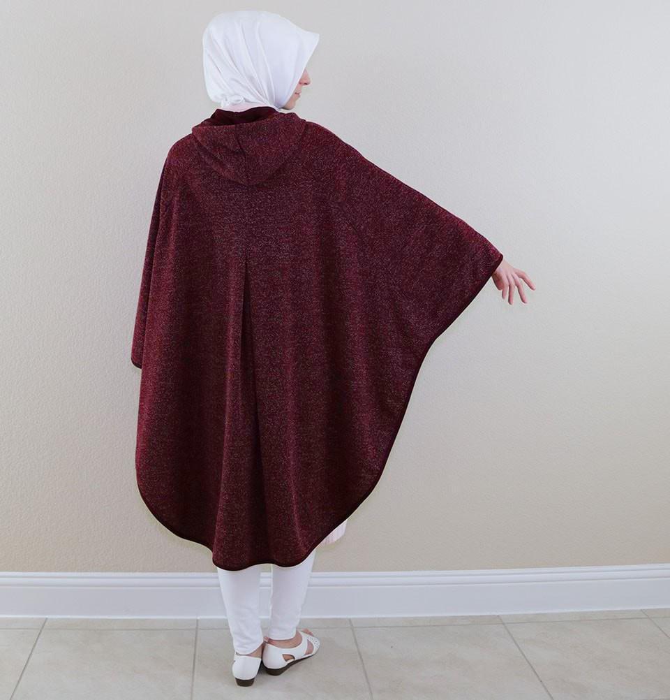 Puane Islamic Women's Hooded Poncho 9022 Burgundy