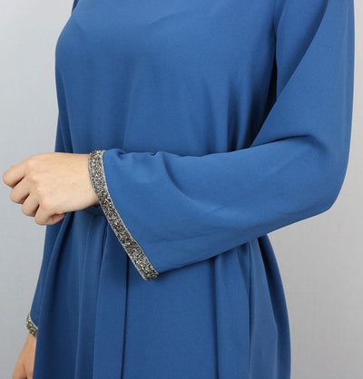 Puane Modest Embellished Tunic 10086 Blue