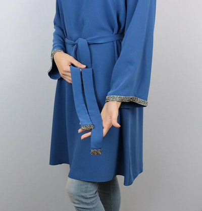 Puane Modest Embellished Tunic 10086 Blue