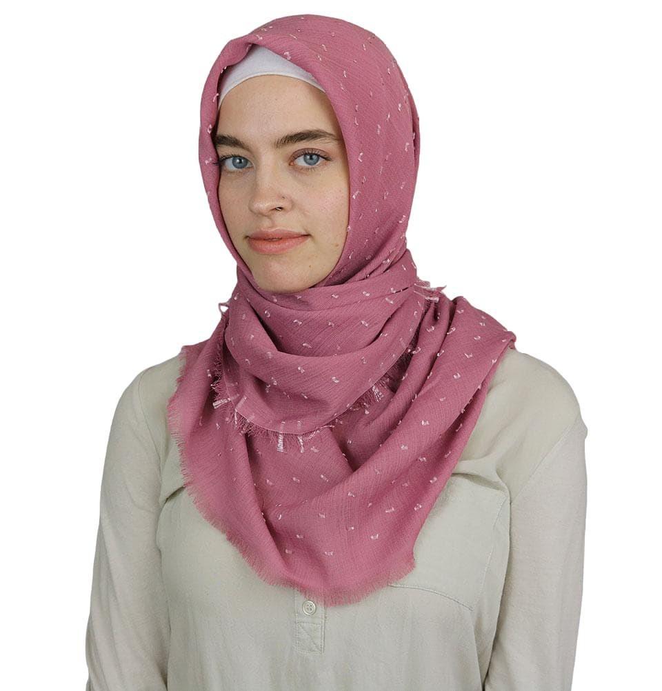 Pom Pom Crepe Square Hijab Scarf Pink