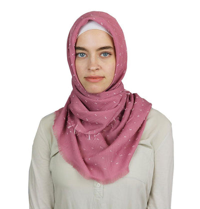 Pom Pom Crepe Square Hijab Scarf Pink