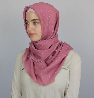 Pom Pom Crepe Square Hijab Scarf Pink