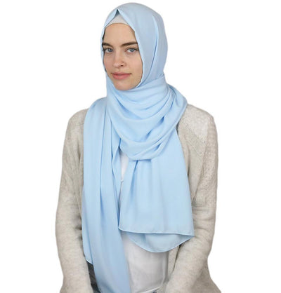 Medine Solid Chiffon Hijab Shawl Baby Blue