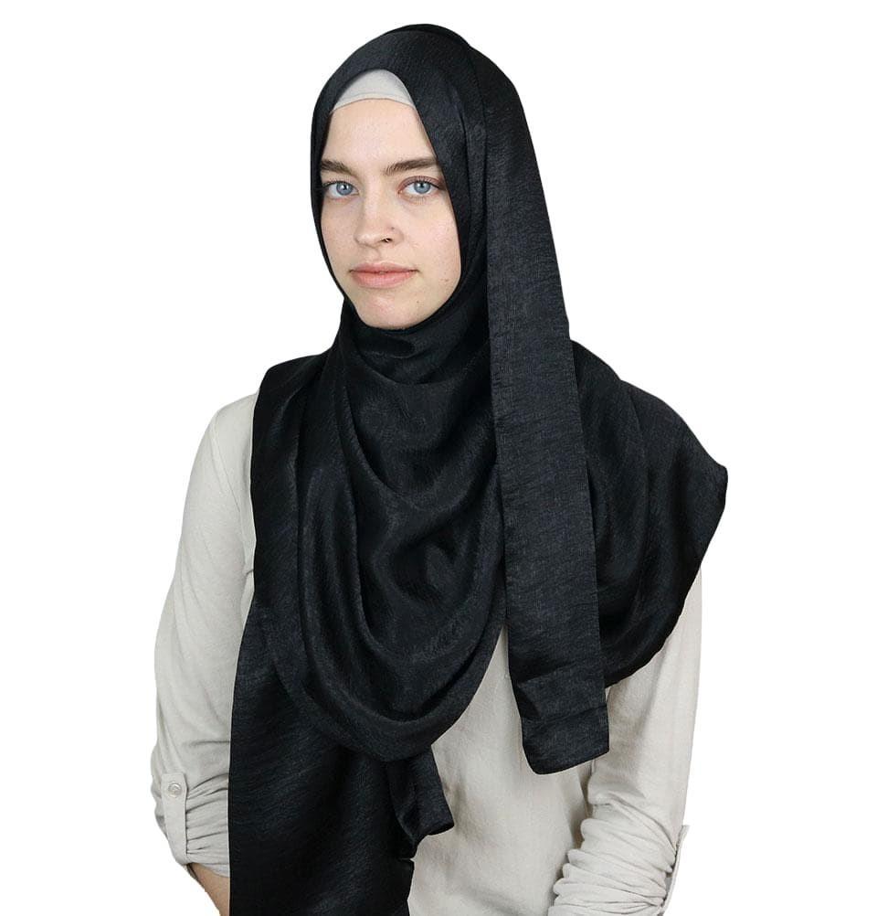 Bamboo Satin Hijab Shawl Black