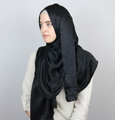 Bamboo Satin Hijab Shawl Black