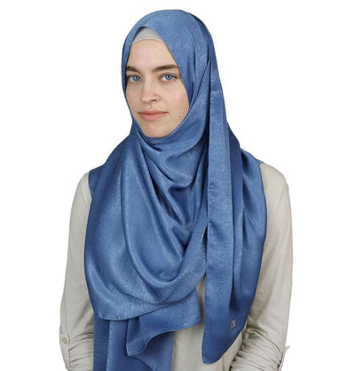 Bamboo Satin Hijab Shawl Blue
