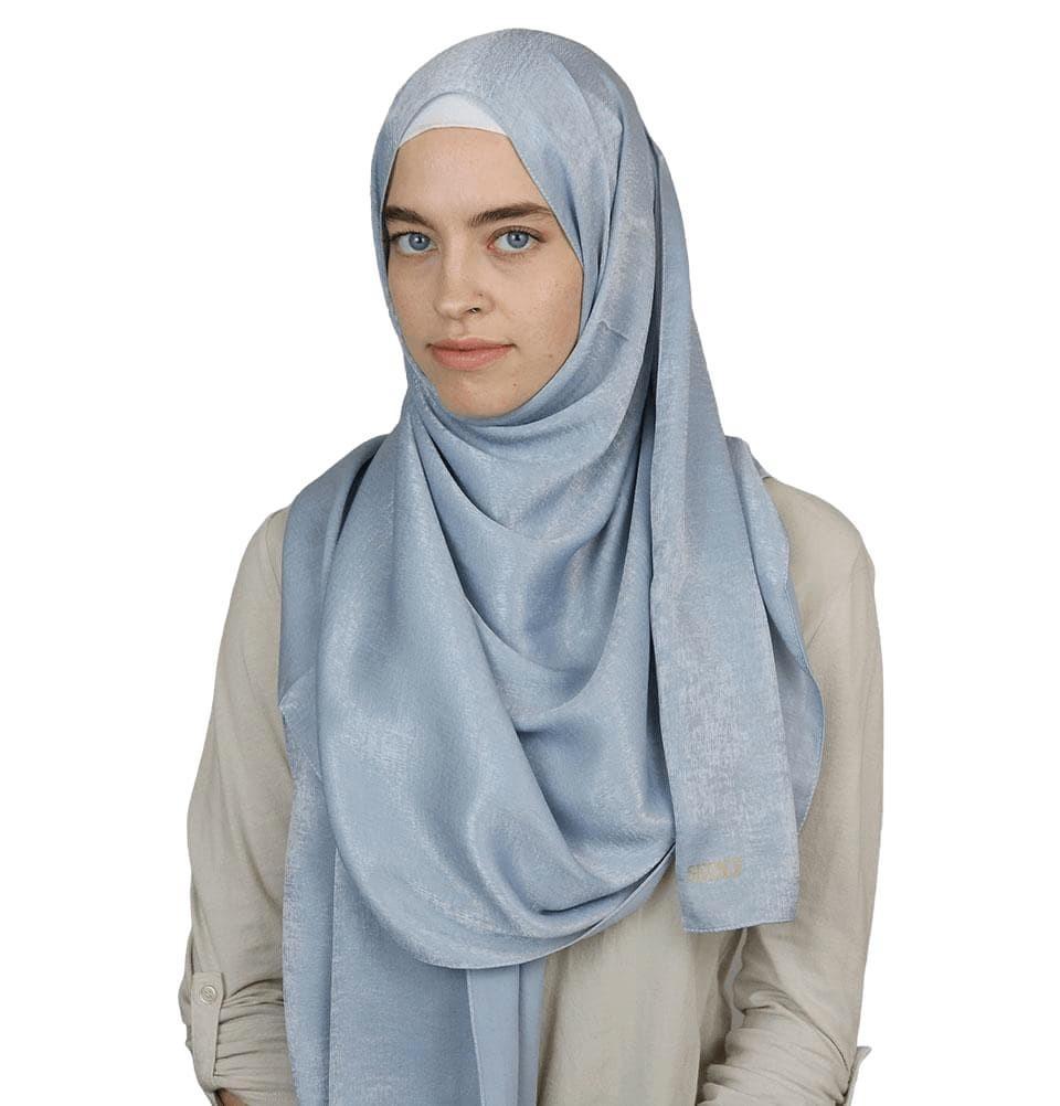 Bamboo Satin Hijab Shawl Blue Gray