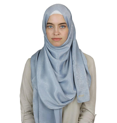 Bamboo Satin Hijab Shawl Blue Gray