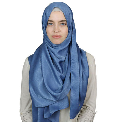 Bamboo Satin Hijab Shawl Blue