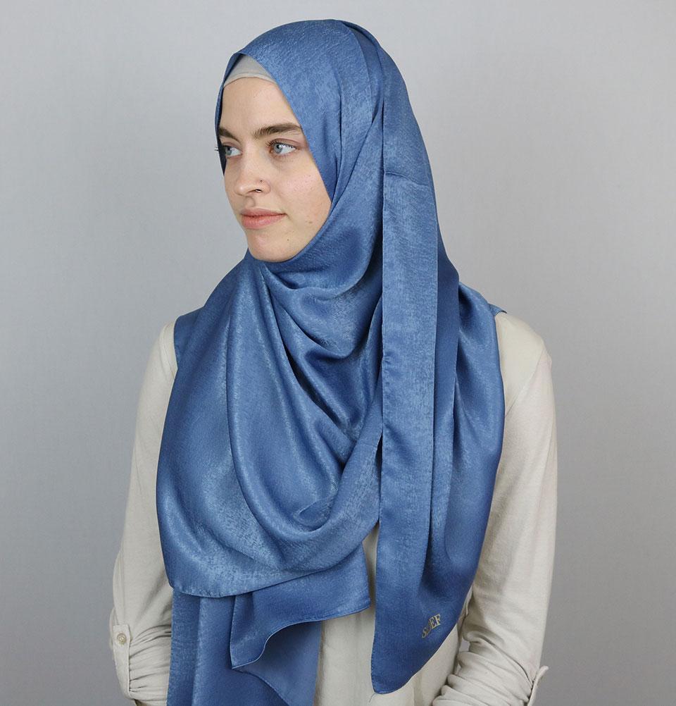 Bamboo Satin Hijab Shawl Blue
