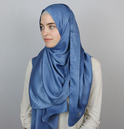 Bamboo Satin Hijab Shawl Blue