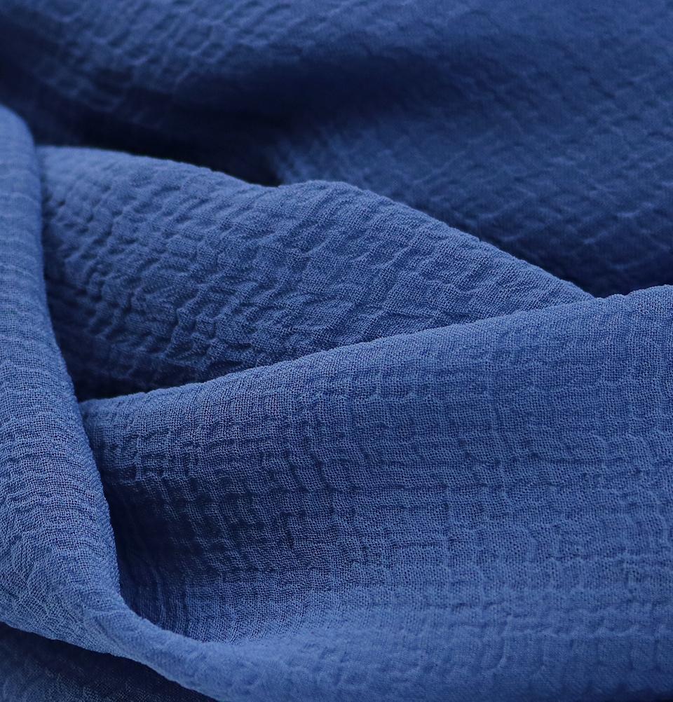 Sedef Textured Micro Chiffon Hijab Shawl Denim Blue