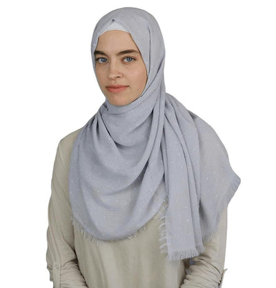 Pom Pom Crepe Hijab Shawl Gray