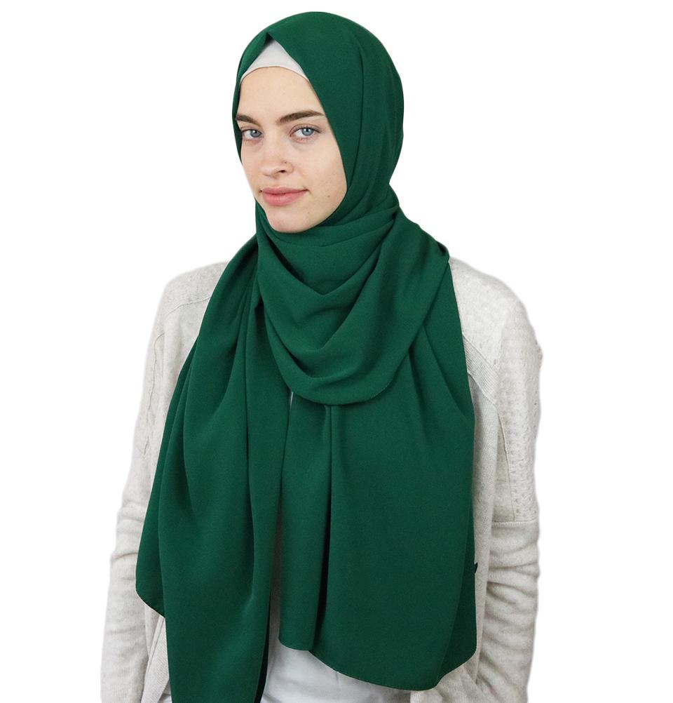 Medine Solid Chiffon Hijab Shawl Green