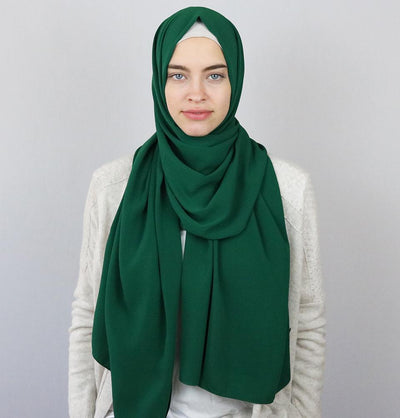 Medine Solid Chiffon Hijab Shawl Green