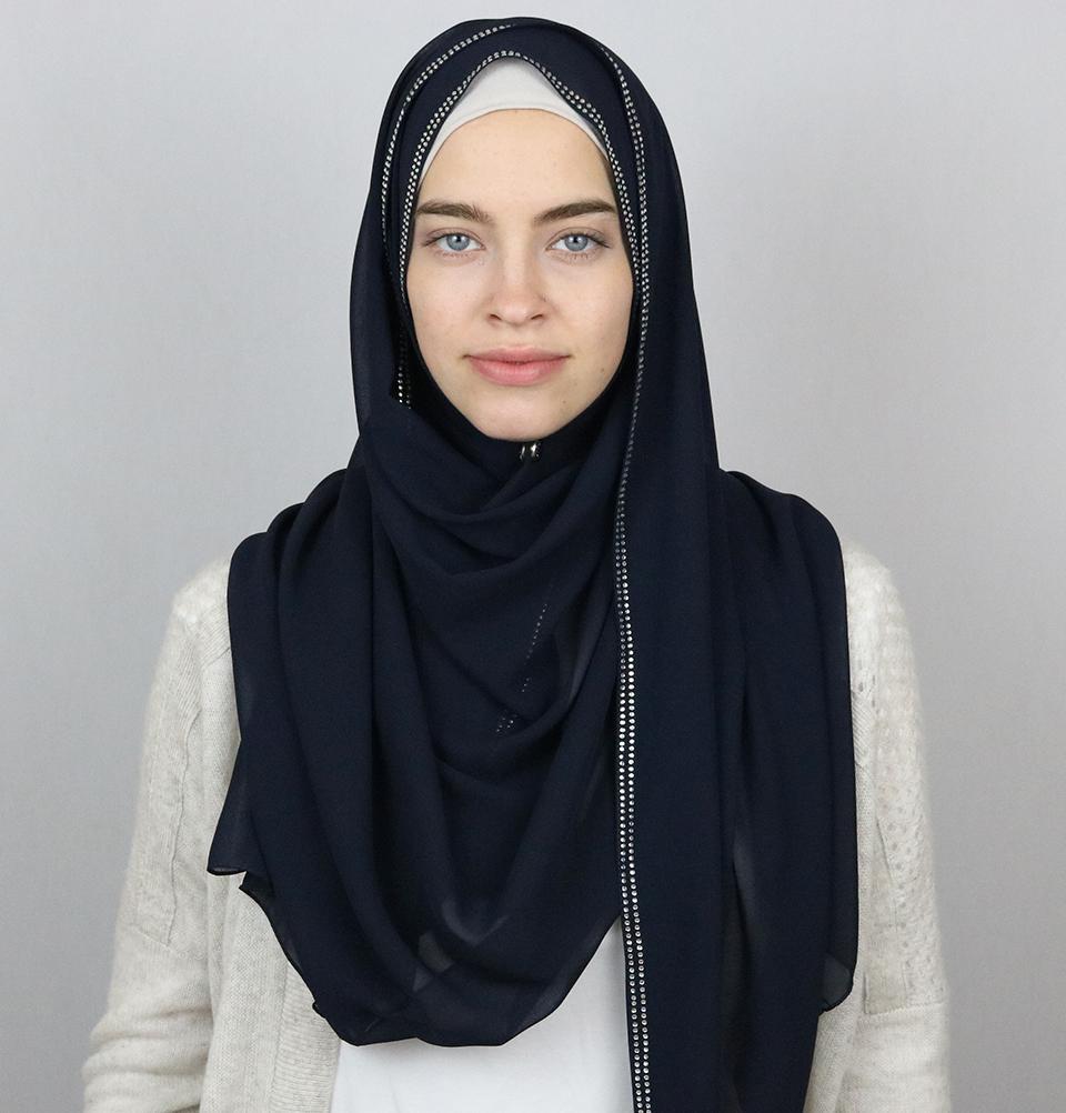 navy blue chiffon hijab