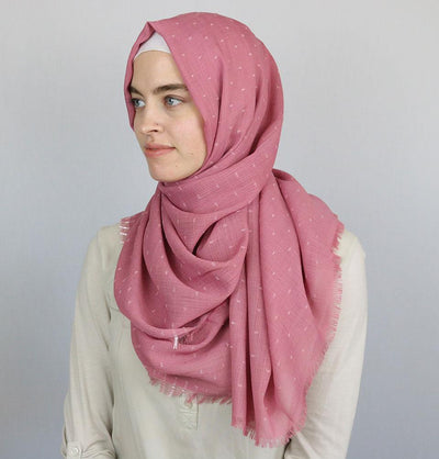 Pom Pom Crepe Hijab Shawl Pink