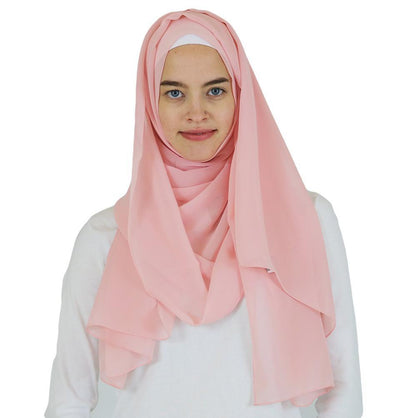 Sedef Shawl Sedef Solid Chiffon Shawl Pastel Pink - Modefa 