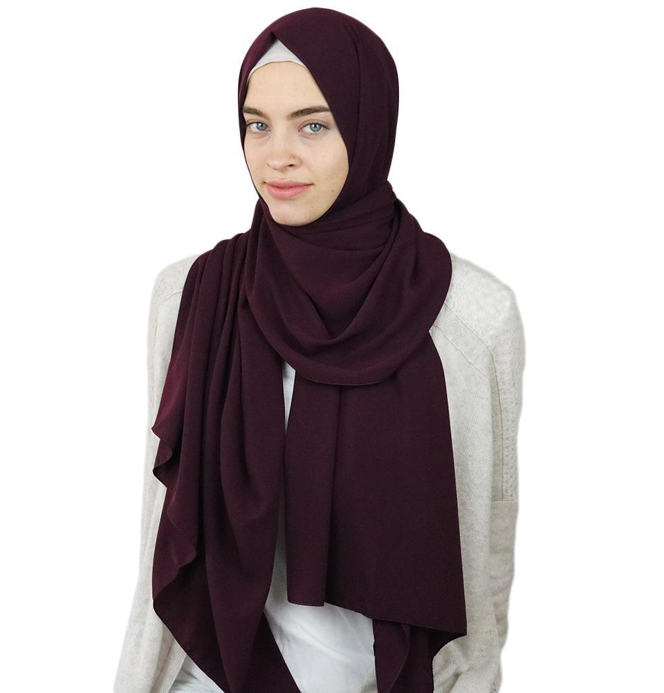 Medine Solid Chiffon Hijab Shawl Plum